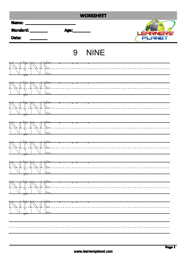 Free number tracing and writing worksheets 